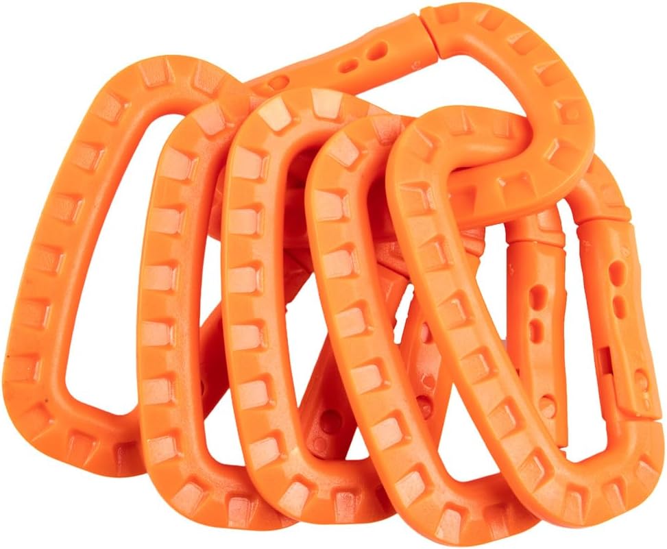 Tactical Carabiner Keychain 6 Pack - Durable Plastic Carabiners - Lightweight Spring Snap Gear - Utility Hooks for Backpacks, Buckles, Hanging Gear, and Outdoor Recreation