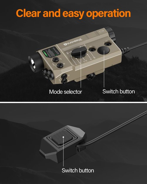 Mlok and Picatinny Mounted Tactical Flashlight Green Laser Infrared(IR) Laser 3 in 1 Combo, 1200 Lumen Light with Remote Pressure Switch for Rifle
