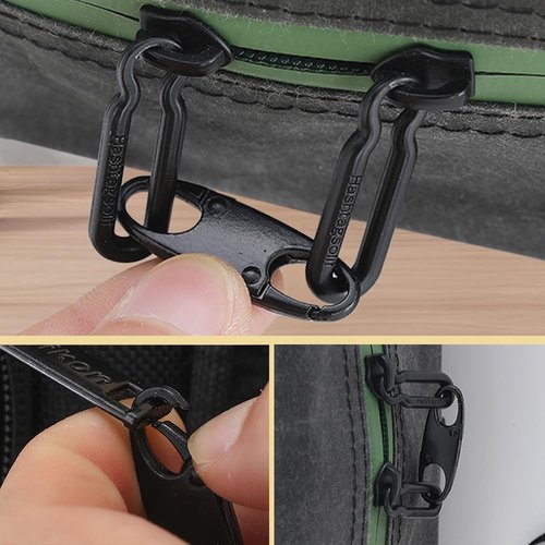 GrWisdAT 10PCS Zipper Clips Anti Theft S Shaped Double Small Carabiner Clips Black Zipper Locks for Backpacks Luggage Traveling Camping