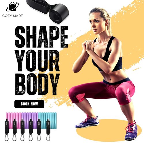 Multifunctional Pilates Bar Kit, Workout Stuff Kit for Yoga, Stretching & Training Programs, Full Body Workout Home Exercising Pilates Equipment with Stackable Resistance Bands