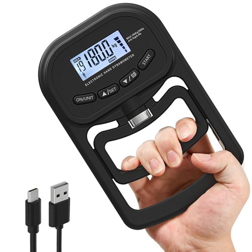 inaepeak 396lbs / 180kg Grip Strength Tester, Rechargeable Electronic Hand Dynamometer, Digital Grip Strength Tester with LCD Display, Adjustable Hand Grip Dynamometer Hand Exercisers for Strength