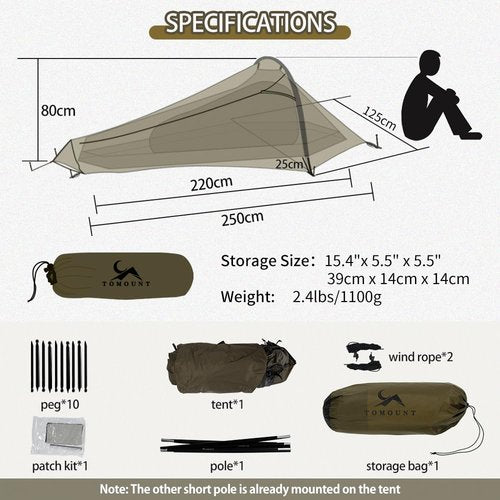 MC TOMOUNT Bivy Tent Ultralight 2.42LBS 1 Person Backpacking Tent for Camping Hiking