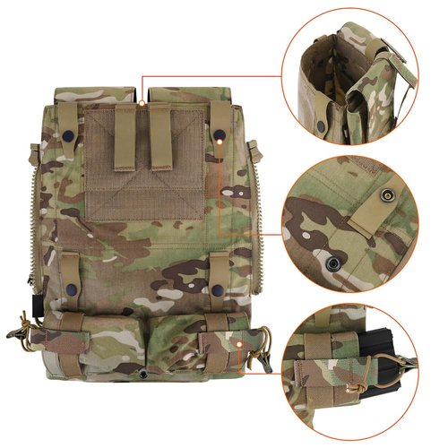 KRYDEX Tactical Modular Zip On Backpack for Vest JPC2.0 CPC AVS Zipper Molle Back Panel (MC)