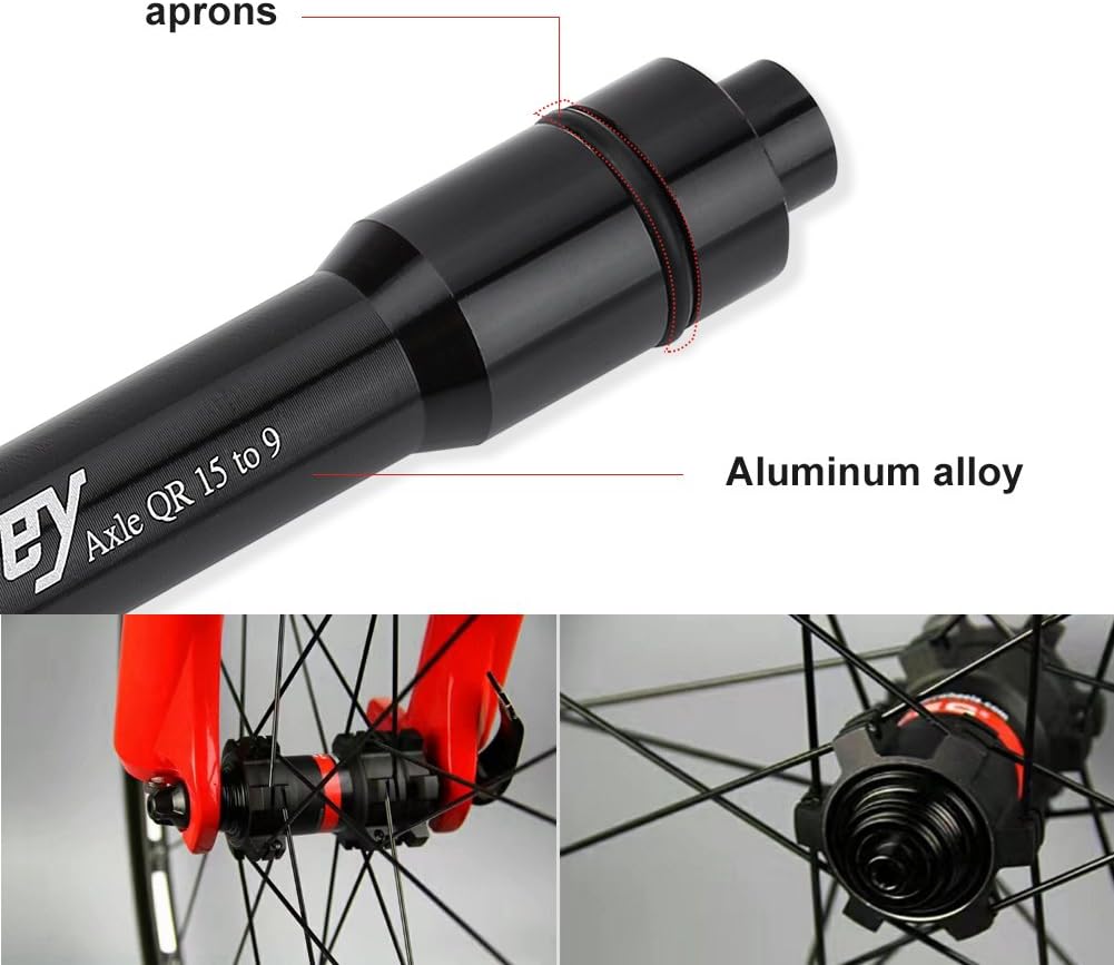 Wheel Fork Axle, 15mm Front Thru Axle to 9mm Quick Release Skewer Adapter Conversion Adapter Tool for Mountain Bicycle