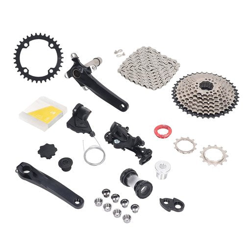 Topyond 9 Speed Groupset 11 to 40T Bike Speed Cassette Crank Shift Freewheels Bike Lever Rear Derailleur Chain Set for MTB Mountain Bike (34T Chainring)