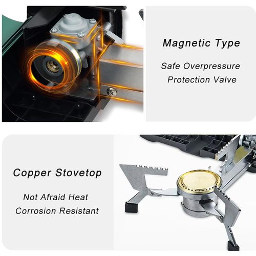 Portable Butane Camping Stove, Backpacking Stove with Case, Foldable 1 Burner Camping Stove: Automatic Ignition, Precise Heat Control - Camping & Tailgating and Outdoor Cooking