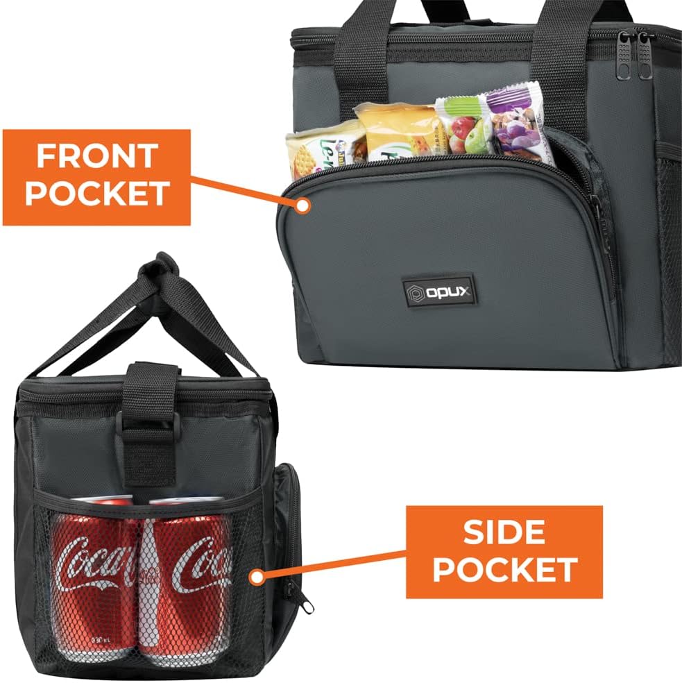 OPUX Soft Cooler Bag, Insulated Collapsible Lunch Cooler Bag for Men Work Camping Beach Travel, Portable Soft Sided Leakproof Waterproof Large Lunch Bag Box with Shoulder Strap 18 Cans, Heather Navy