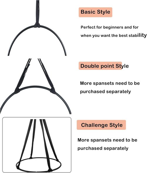 Complete Lyra Aerial Hoop Kit -Aerial Rings Equipment,Include a Stainless Steel Lyra (32mm Tube Dia) &Carabiners&Swivel& 3ft Spanset