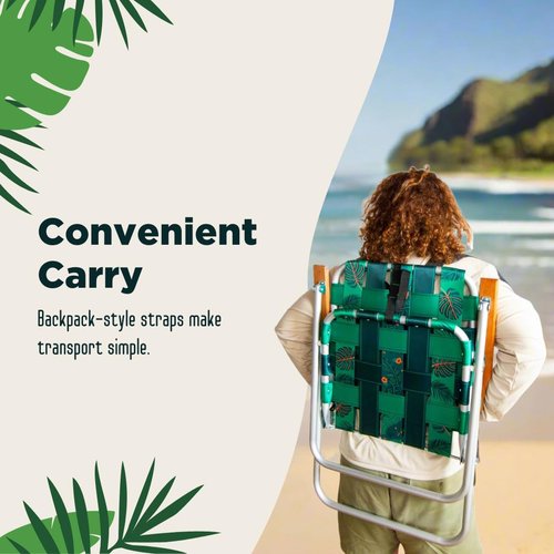 Moku Beach Co - Jungala Print Aluminum Beach Chair - Foldable, Reclining, Portable with Backpack Straps - 5 lbs, Supports up to 300 lbs - Perfect for Beach, Camping, Backyard