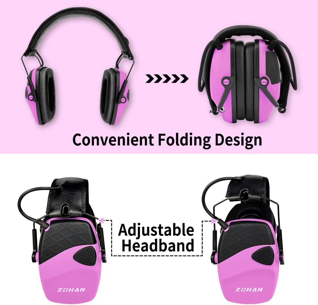 ZOHAN EM054 Electronic Shooting Ear Protection with Sound Amplification, Slim Active Noise Reduction Earmuffs for Gun Range