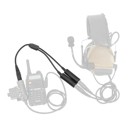 HEARFALCOM Tactical Dual Comm Headset Adapter U174 Plug Cable Converter Headset Accessory for Tactical Hunting Shooting (BK)