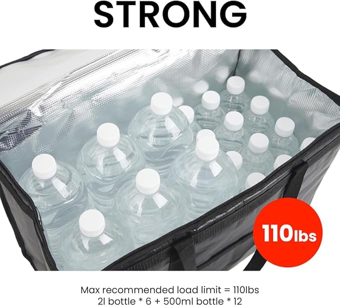 NZ home Durable XXL PRO Insulated Cooler Bag and Food Warmer for Delivery & Grocery Shopping with Zippered Top, Orange Commercial Grade (1 pack)