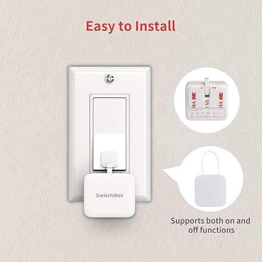 SwitchBot Smart Switch Button Pusher - Bluetooth Fingerbot for Rocker Switch/One-Way Button, Automatic Light Switch, Timer and APP Control, Works with Alexa When Paired with SwitchBot Hub (Black)