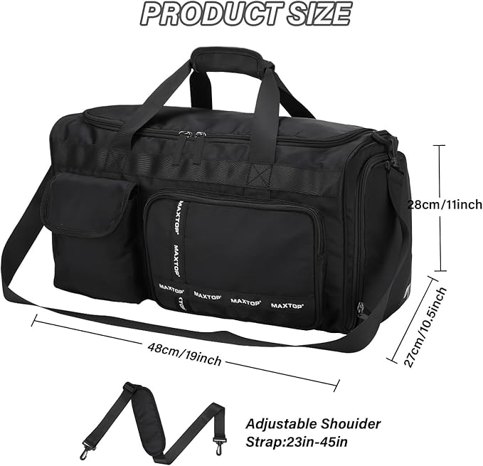MAXTOP Gym Bag for Women Men Travel Duffle Bag Large Capacity Carry On Weekender Overnight Bag With Shoe Compartment Gym Tote Dry Wet Separation Duffel Bag for Travel