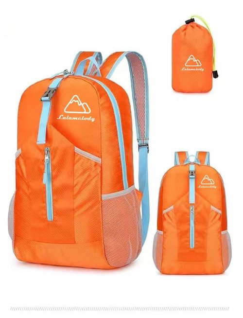 Lalamelody 20L Lightweight Backpack Daypack Foldable Waterproof Packable Hiking Travel Shoulder Bag for Man Woman Orange