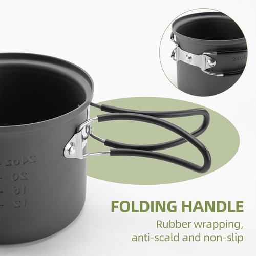 Qunature Ultralight Camping Pot 1.1L Foldable Camping Cups Cooking Pot Water Soup Food Bowl Cup Mug Bottle for Outdoor Backpacking Hiking