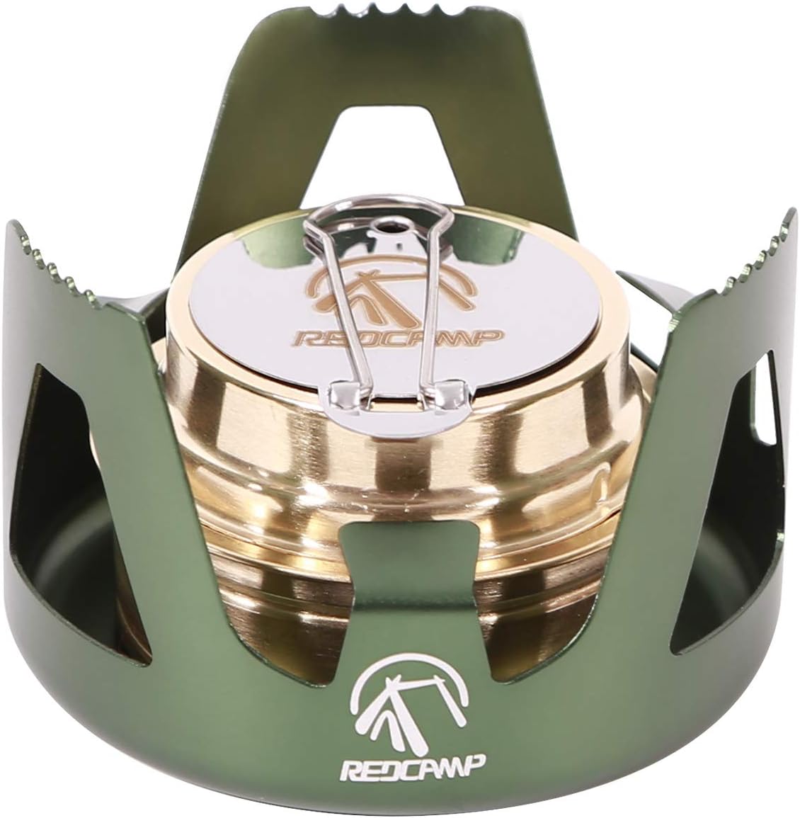 REDCAMP Mini Alcohol Stove for Backpacking, Lightweight Brass Spirit Burner with Aluminium Stand for Camping Hiking