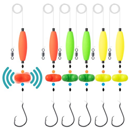 Catfish Rigs Catfish Float Rigs Catfishing Tackle Santee Rig 5/0 6/0 Circle Hooks for Peg Floats Catfish (Multiple Colors, 6/0 Hook * 6PCS)