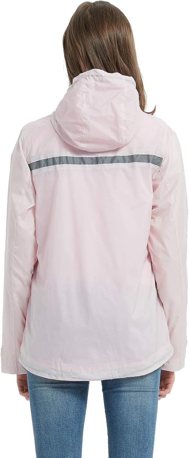 SUNDAY ROSE Women Rain Jacket Lightweight Waterproof Raincoat Hooded Windbreaker