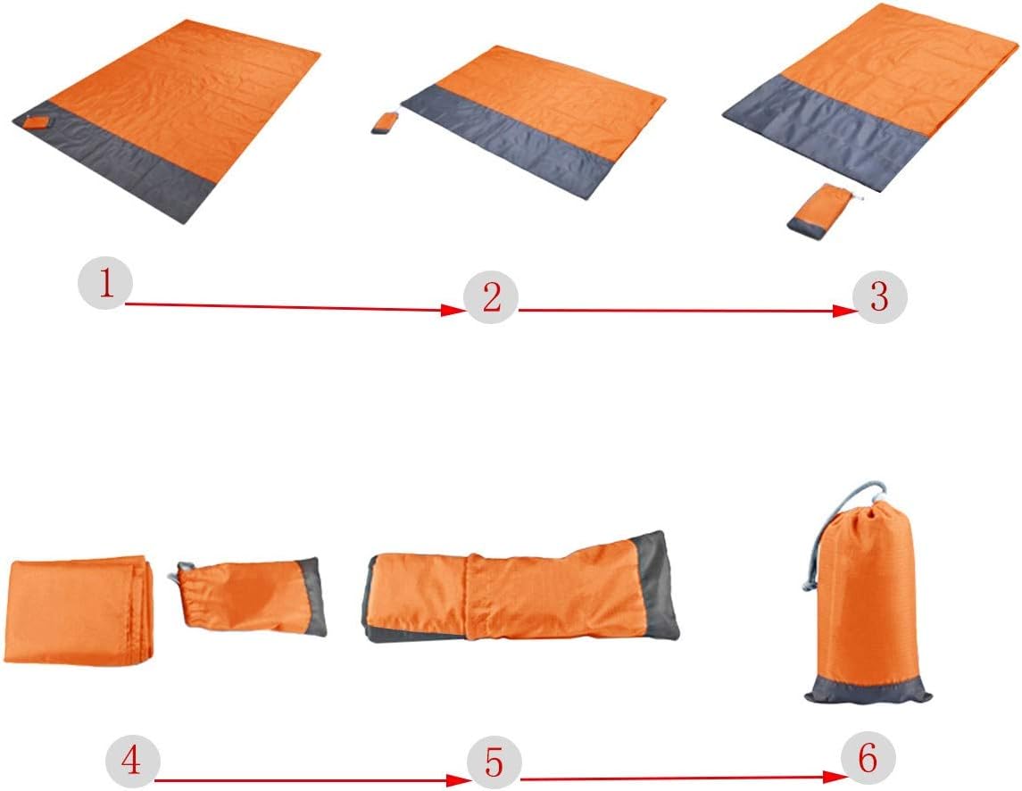 Sportmusies Waterproof Outdoor Blanket Beach Mat, Compact for Picnic, Camping, Hiking, Travel, Festival - 78" x 55", 4 Stakes, 1 Pouch