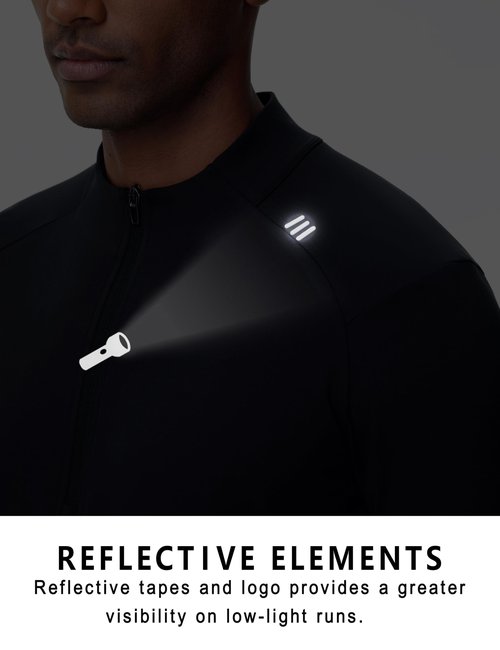 THE GYM PEOPLE Men's Half-Zip Long Sleeve Golf Shirts Soft Lightweight Warm Workout Pullover Sweatshirts with Thumb Hole Black
