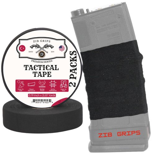 Zib Grips Protective Multipurpose Grip Tape for Guns & Sports – 21.87 Yards | Water Resistant, Adhesive Cloth Tape for Handles, Pistols, Rifles, Hockey & Outdoor Gear (2, Black)