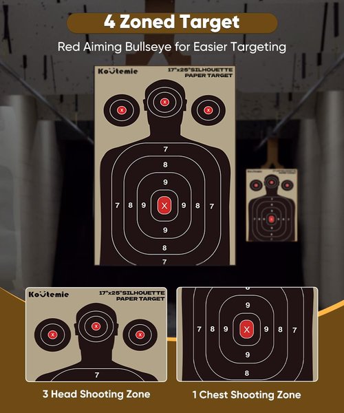 Koutemie Outdoor Shooting Target Stand Holder and 10 Pack 17 X 25 Inch Paper Shooting Targets