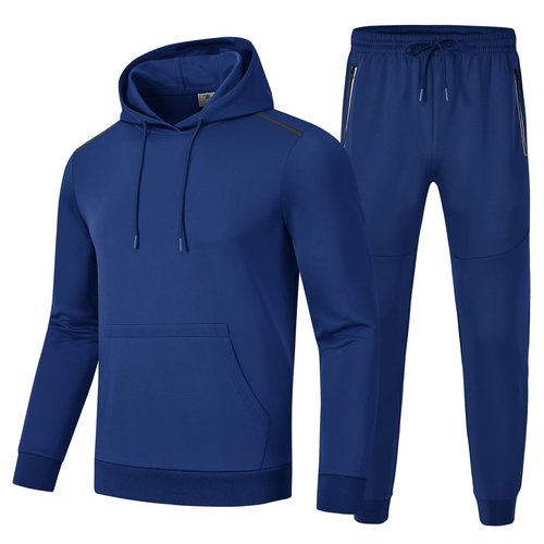 Rdruko Men's Track Suits 2 Piece Hoodie and Sweatpants Set for Men Jogger Workout Athletic Sweatsuit Tracksuits(Sapphire Blue, US L)