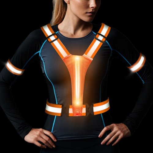 ocuvaep LED Reflective Running Vest Gear, High Visibility Reflective Running Gear, Light Up Running Vest Rechargeable Running Lights for Night Walking Running Cycling