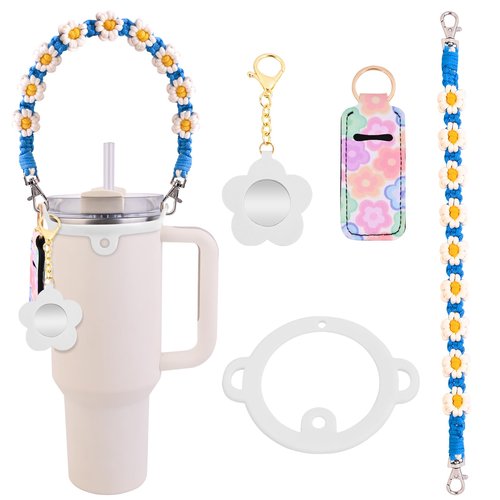 YMO Water Bottle Handle with Lip Balm Holder, Sling Holder Lanyard, Carrier with Strap, Tumbler Accessories,Compatible with Stanley Cup Accessories 16-40oz