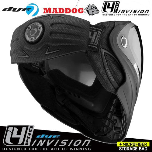 Maddog Dye I4 PRO Thermal Dual-Pane Anti-Fog Lens Paintball Airsoft Mask Goggle System Combo with Microfiber Storage Bag | High Performance Safety Certified Protection - Shadow (Black/Grey)