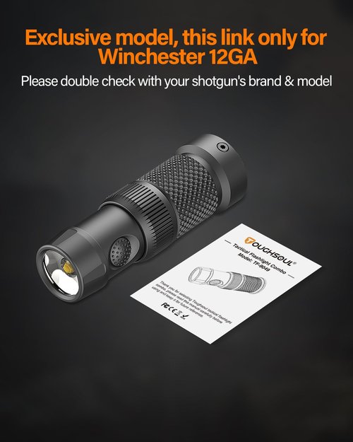 TOUGHSOUL Tactical Mag Tube Cap Flashlight 500 Lumen Max for Winchester 12 Gauge with Strobe Function, Replaceable Battery Included