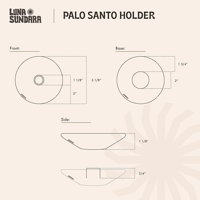 Luna Sundara Authentic Peru Pottery Palo Santo Stick Holder and Incense Holder Includes 5 Palo Santo Sticks Handmade Ceramic Smudge Bowl Sage Holder Palo Santo Holder (Brown)