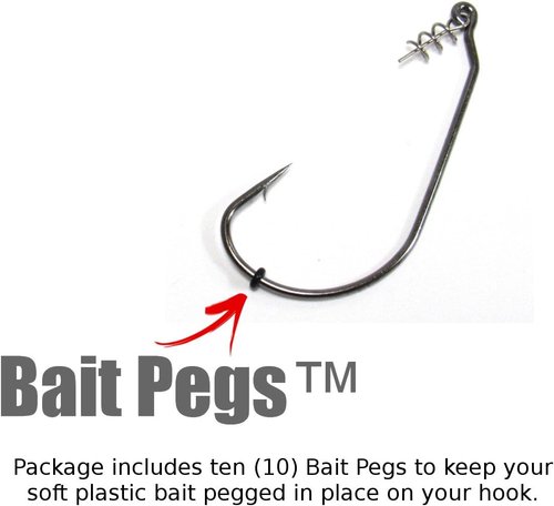 Harmony Fishing Razor Series Swimbait Hook (10 Pack w/ 10 Bait Pegs) - Soft Plastic Bass Fishing Hooks with Spring Lock Pins