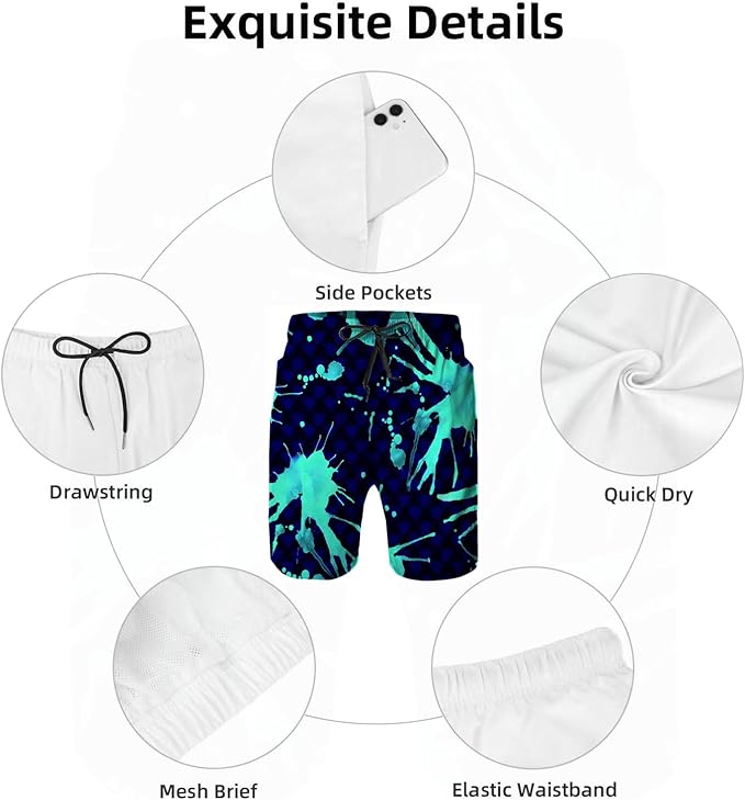 Mens Swim Trunks with Mesh Lining,Quick Dry Swimsuit Board Shorts Beach Pants Swimwear Bathing Suits