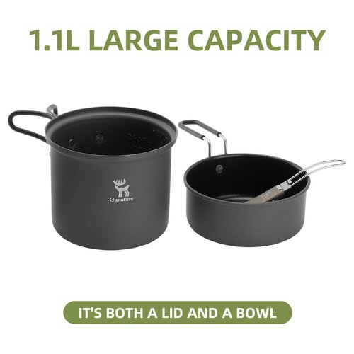 Qunature Ultralight Camping Pot 1.1L Foldable Camping Cups Cooking Pot Water Soup Food Bowl Cup Mug Bottle for Outdoor Backpacking Hiking