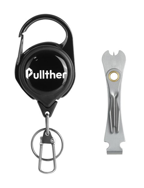 pullther fishing Fly Fishing Nippers,Fishing Line Cutter,Fly Fishing Nippers with Retractor,Fishing Knot Tying Tool,Cleaning Eyelets (Silver+Black)