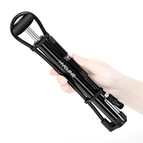 Hycline Mini Bike Pump with Gauge: 140 PSI Portable Bicycle Frame Pump for Road BMX MTB Tires - Aluminum Alloy Fork Pump for Presta Schrader Valves - Black