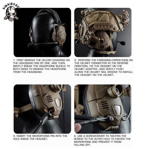SINARISOFT Tactical Electronic Headset Hearing Protection Bluetooth Silicone Earmuffs For Helmet Noise Reduction