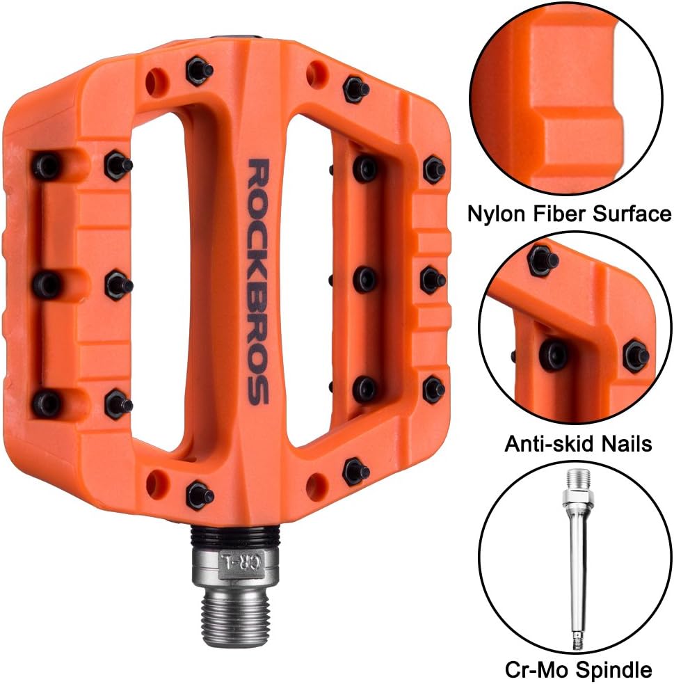 ROCKBROS MTB Pedals Mountain Bike Pedals Lightweight Nylon Fiber Bicycle Platform Pedals for BMX MTB 9/16"