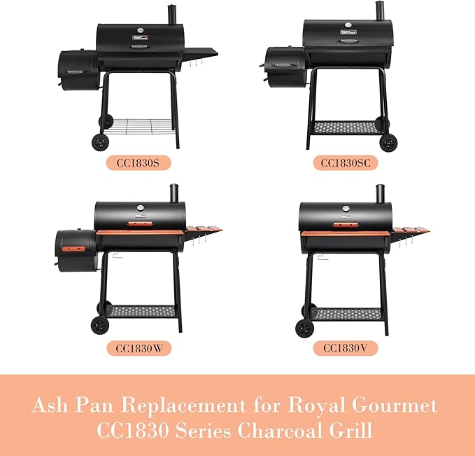 Ash Pan Replacement Parts for Royal Gourmet CC1830FC CC1830SC CC1830V CC1830F CC1830RC Charcoal Grills, Drip Pan Replacement for Royal Gourmet CC1830 Series Charcoal Grill, Grey Coating