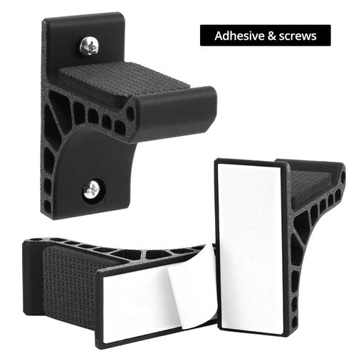QWORK Archery Bow Wall Mount Storage Rack – Universal Bow Holder Stand for Recurve, Compound, and Longbows – 2 Pairs ABS Material, Protective Sponge Pad, Firm & Durable – Black