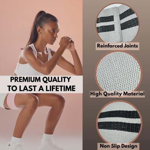 BOOTY BAKERY Booty Band, Premium Non-Slip Fabric Resistance Bands Set of 3, with Workout E-Book Guide. Great for Men and Women Workout. Strengthens Glutes, HIPS, Thighs and Legs.