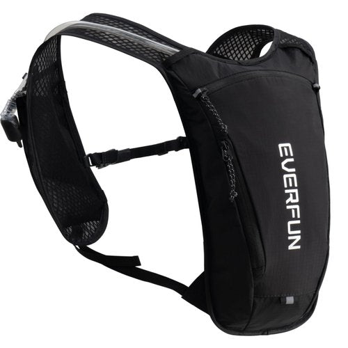 EVERFUN Hydration Backpack Running Vest Small Hiking Water Backpack with 1.5L Water Bladder for Women Men, Lightweight Reflective Dayhike Hydro Pack for Trail Running, Biking, Race, Marathons, Black