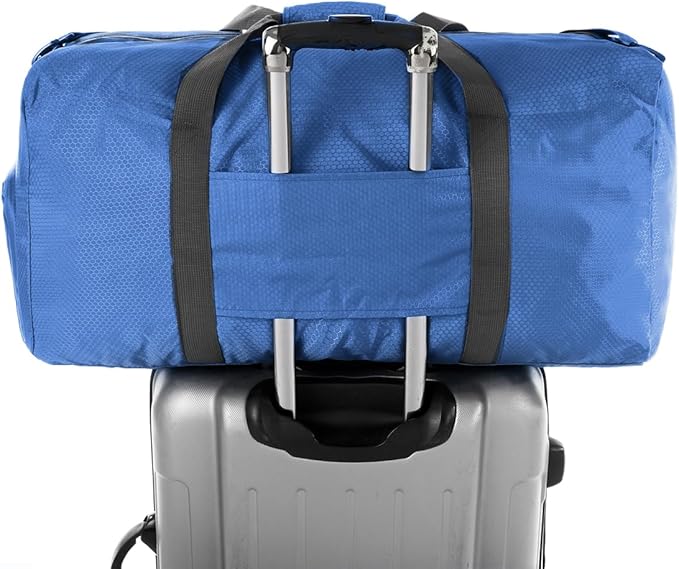 Dimayar Travel Duffle Bag for Men Women - Foldable Duffel Bag with Shoes Compartment - Overnight Bags Waterproof & Tear Resistant(40L,Navy Blue)
