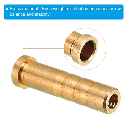 PATIKIL 50 Grain Archery Arrow Brass Insert, 12 Packs Insert Screw Copper Brass Arrow for .244/6.2mm Carbon Arrows