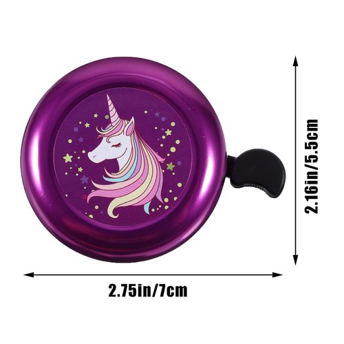 Unicorn Bike Bell for Girls, Purple Pink Bike Bell for Bicycle Scooter Bike Accessory(Purple)
