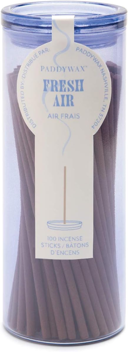 Paddywax Candles Haze Collection Incense Sticks in Glass Jar, 100-Piece, Fresh Air