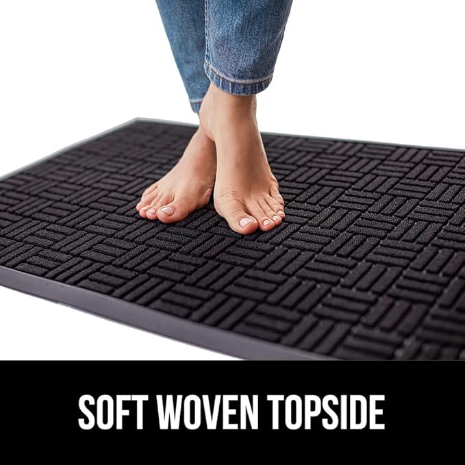 GORILLA GRIP 100% Waterproof All-Season WeatherMax Doormat, Durable Natural Rubber, Stain and Fade Resistant, Low Profile, Indoor Outdoor Door Mats, Easy Clean Patio Entrance Mat, 17x29, Midnight Maze