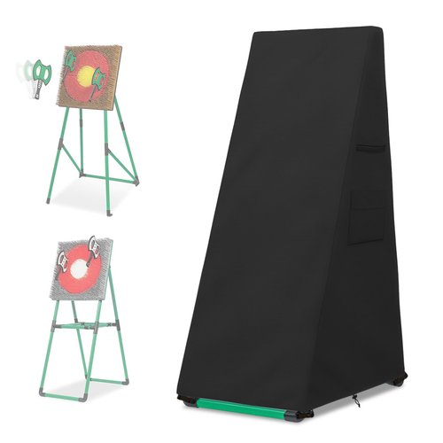 Roasivi Outdoor Axe Throwing Target Game Set Cover for Backyard Waterproof Steel Frame Axe Throw Target Protective Cover 25"L x 33"W x 58"H Black